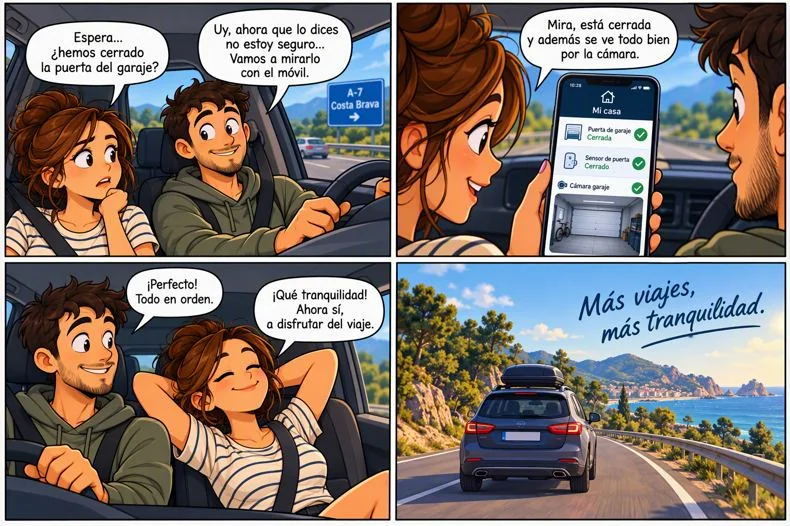 Viñeta: comprueban el garaje desde el coche